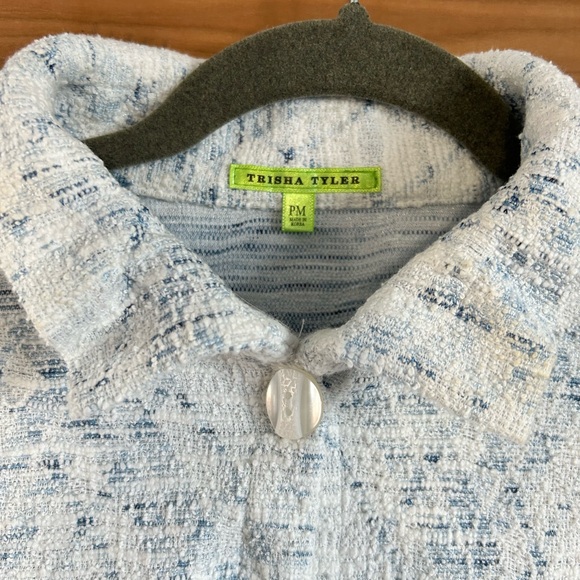 Women's Blue and White Tweed Blazer - Picture 5 of 5